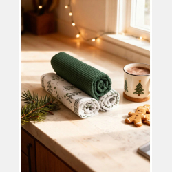 ŚWIĄTECZNY 3-pak ręczników kuchennych ZIELONY 40x70 PREZENT MORAJ